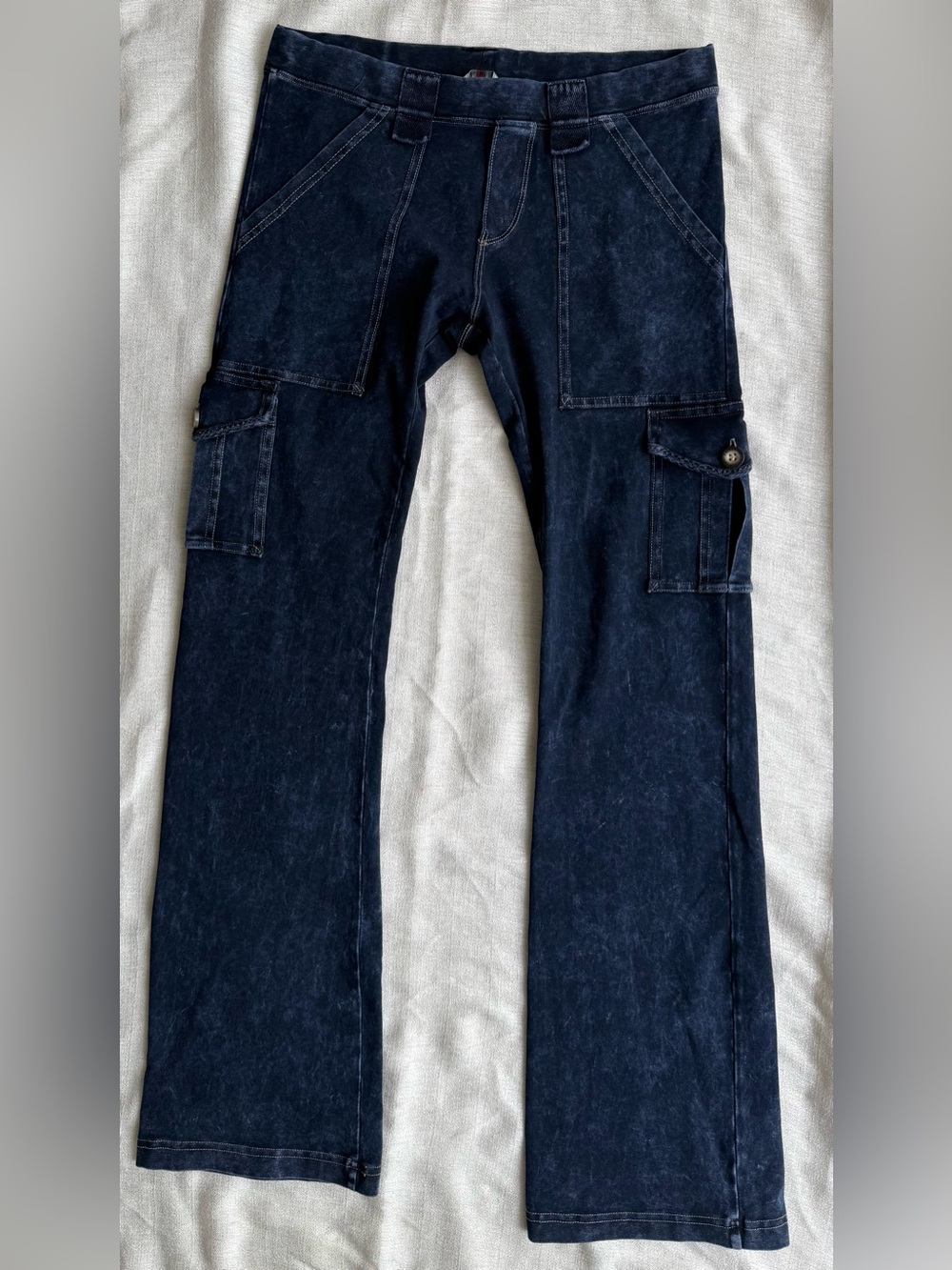 Hard Tail Forever Acid Wash Cargo Flare Pants